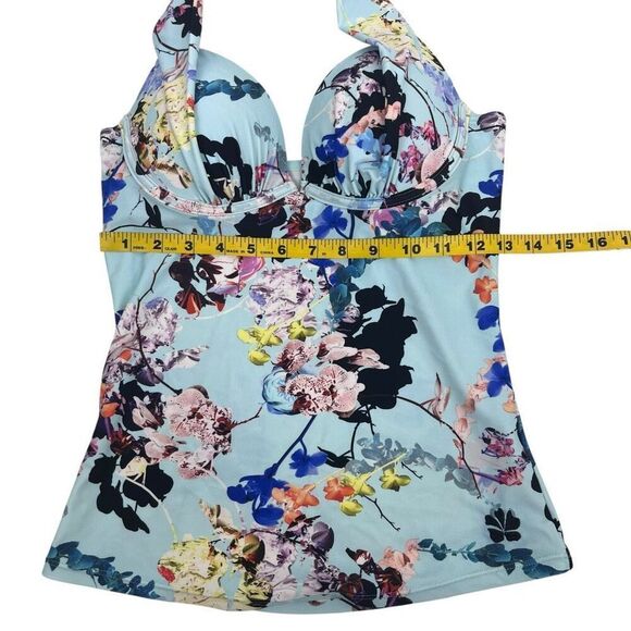 Hapari Womens Floral Halter SPF 50+ Tankini Top Swimwear Multicolor Small - Picture 9 of 14